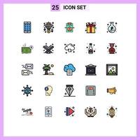 uppsättning av 25 modern ui ikoner symboler tecken för kraft elektricitet arbetsflöde gåva låda redigerbar vektor design element