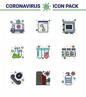 ny coronavirus 2019-nCoV 9 fylld linje platt Färg ikon packa testa labb skåp flaska säkerhetsbox viral coronavirus 2019 nov sjukdom vektor design element