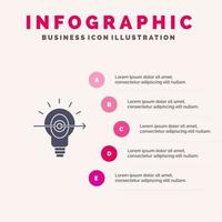 Glühlampe Erfolg Fokus Business solide Symbol Infografiken 5 Schritte Präsentationshintergrund vektor