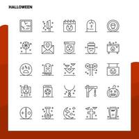 Satz von Halloween-Liniensymbolen Set 25 Symbole Vektor-Minimalismus-Stildesign Schwarze Symbole setzen lineares Piktogrammpaket vektor