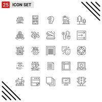 Gruppe von 25 Zeilen Zeichen und Symbolen für Zypressen-Klempner-Scanner mechanischer Kopf editierbare Vektordesign-Elemente vektor