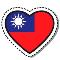 flagga taiwan hjärta klistermärke på vit bakgrund. årgång vektor kärlek bricka. mall design element. nationell dag. resa tecken.