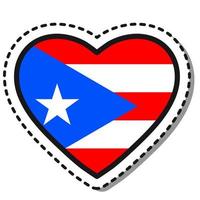 Flagge Puerto Rico Herz Aufkleber auf weißem Hintergrund. Vintage-Vektor-Liebesabzeichen. Vorlage-Design-Element. Nationalfeiertag. Reisezeichen. vektor