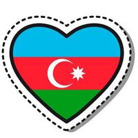 Flagge Aserbaidschan Herz Aufkleber auf weißem Hintergrund. Vintage-Vektor-Liebesabzeichen. Vorlage-Design-Element. Nationalfeiertag. Reisezeichen. vektor