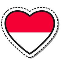 Flagge Monaco Herz Aufkleber auf weißem Hintergrund. Vintage-Vektor-Liebesabzeichen. Vorlage-Design-Element. Nationalfeiertag. Reisezeichen. vektor