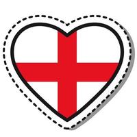 flagga England hjärta klistermärke på vit bakgrund. årgång vektor kärlek bricka. mall design element. nationell dag. resa tecken.