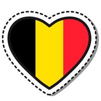 Flagge Belgien Herz Aufkleber auf weißem Hintergrund. Vintage-Vektor-Liebesabzeichen. Vorlage-Design-Element. Nationalfeiertag. Reisezeichen. vektor