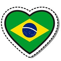 Flagge Brasilien Herz Aufkleber auf weißem Hintergrund. Vintage-Vektor-Liebesabzeichen. Vorlage-Design-Element. Nationalfeiertag. Reisezeichen. vektor