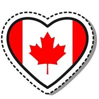 Flagge Kanada Herz Aufkleber auf weißem Hintergrund. Vintage-Vektor-Liebesabzeichen. Vorlage-Design-Element. Nationalfeiertag. Reisezeichen. vektor