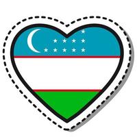 Flagge Usbekistan Herz Aufkleber auf weißem Hintergrund. Vintage-Vektor-Liebesabzeichen. Vorlage-Design-Element. Nationalfeiertag. Reisezeichen. vektor