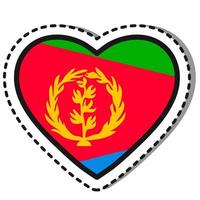 Flaggen-Eritrea-Herzaufkleber auf weißem Hintergrund. Vintage-Vektor-Liebesabzeichen. Vorlage-Design-Element. Nationalfeiertag. Reisezeichen. vektor