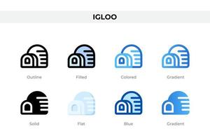 igloo ikoner i annorlunda stil. igloo ikoner uppsättning. Semester symbol. annorlunda stil ikoner uppsättning. vektor illustration