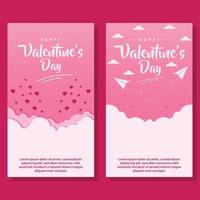 valentinstag verkauf vertikaler fahnenhintergrund im flachen design vektor