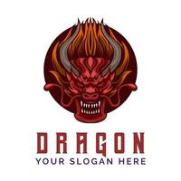 Drachen wütend Kopf Logo Design Vektor Maskottchen Vorlage