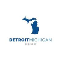 detroit Michigan Karta ikon logotyp design mall vektor