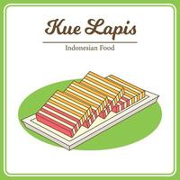 hand gezeichnet von traditionellem indonesischem essen namens kue lapis. leckeres asiatisches essen gekritzel vektor