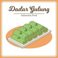 hand gezeichnet von traditionellem indonesischem essen namens dadar gulung. leckeres asiatisches essen gekritzel vektor