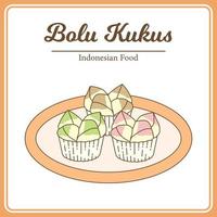 bolu kukus ist ein gedämpfter Biskuitkuchen. traditionelles indonesisches essen vektor