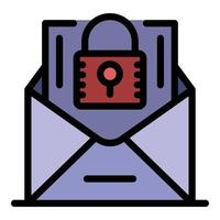 Farbumrissvektor des gesicherten E-Mail-Symbols vektor