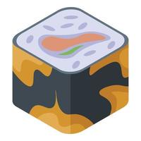 blanda sushi rulla ikon, isometrisk stil vektor