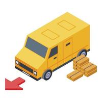lastbil paket leverans ikon, isometrisk stil vektor