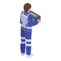 Mann Exoskelett Symbol isometrischer Vektor. Körperphysiotherapie vektor