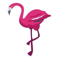 Isometrischer Vektor der lustigen Flamingo-Ikone. Zoo-Vogel