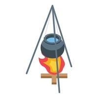 Camp Kessel Symbol isometrischer Vektor. Feuertopf kochen vektor