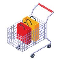 Einkaufswagen-Symbol für Verbraucherrechte, isometrischer Stil vektor
