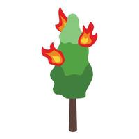 brinnande stad träd ikon, isometrisk stil vektor