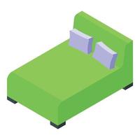 grön sovrum ikon, isometrisk stil vektor