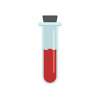 blod i testa rör ikon i platt stil. laboratorium flaska vektor illustration på isolerat bakgrund. flytande i bägare tecken företag begrepp.