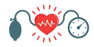 Symbol für arteriellen Blutdruck im flachen Stil. Heartbeat-Monitor-Vektorillustration auf isoliertem Hintergrund. Pulsdiagnose Zeichen Geschäftskonzept. vektor