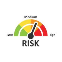 risk meter ikon i platt stil. betyg indikator vektor illustration på vit isolerat bakgrund. bränsle nivå tecken företag begrepp.