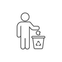 Mülltonne mit Menschen-Symbol im flachen Stil. Recycling-Vektor-Illustration auf weißem Hintergrund isoliert. Papierkorb Zeichen Geschäftskonzept. vektor