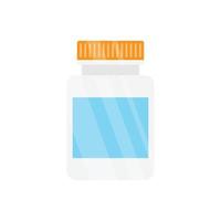 Tablettenfläschchen-Symbol im flachen Stil. medizinische Kapseln, Vektorgrafik auf weißem, isoliertem Hintergrund. Apotheke Zeichen Geschäftskonzept. vektor
