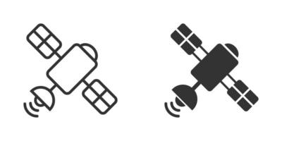 satellit ikon i platt stil. sputnik vektor illustration på vit isolerat bakgrund. Plats transport tecken företag begrepp.