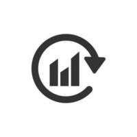 Diagramm-Pfeil-Symbol im flachen Stil. Finanzanalytik-Vektorillustration auf weißem, isoliertem Hintergrund. Prognosezeichen Geschäftskonzept. vektor