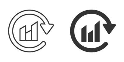 Diagramm-Pfeil-Symbol im flachen Stil. Finanzanalytik-Vektorillustration auf weißem, isoliertem Hintergrund. Prognosezeichen Geschäftskonzept. vektor