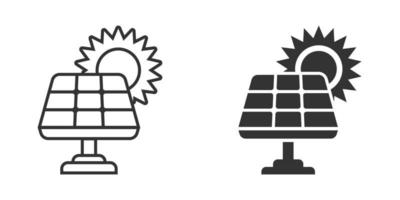 sol- panel ikon i platt stil. ekologi energi vektor illustration på vit isolerat bakgrund. elektriker tecken företag begrepp.