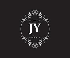 jy initialen brief hochzeitsmonogramm logos sammlung, handgezeichnete moderne minimalistische und florale vorlagen für einladungskarten, save the date, elegante identität für restaurant, boutique, café im vektor