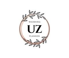 uz initialen brief hochzeitsmonogramm logos sammlung, handgezeichnete moderne minimalistische und florale vorlagen für einladungskarten, save the date, elegante identität für restaurant, boutique, café im vektor