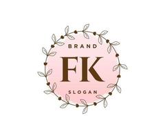 anfängliches feminines fk-logo. verwendbar für Natur-, Salon-, Spa-, Kosmetik- und Schönheitslogos. flaches Vektor-Logo-Design-Vorlagenelement. vektor