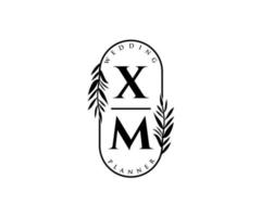 xm initialen brief hochzeitsmonogramm logos sammlung, handgezeichnete moderne minimalistische und florale vorlagen für einladungskarten, save the date, elegante identität für restaurant, boutique, café im vektor