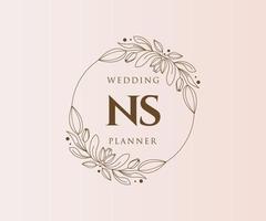 ns initialen brief hochzeitsmonogramm logos sammlung, handgezeichnete moderne minimalistische und florale vorlagen für einladungskarten, save the date, elegante identität für restaurant, boutique, café im vektor