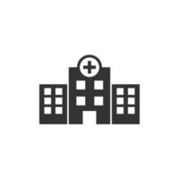 Krankenhausgebäude-Symbol im flachen Stil. Vektorillustration der medizinischen Klinik auf lokalisiertem Hintergrund. Medizin Zeichen Geschäftskonzept. vektor