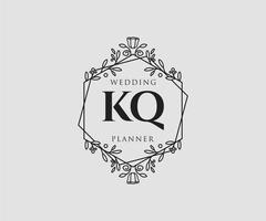 kq initialen brief hochzeitsmonogramm logos sammlung, handgezeichnete moderne minimalistische und florale vorlagen für einladungskarten, save the date, elegante identität für restaurant, boutique, café im vektor