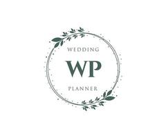 wp initials brief hochzeitsmonogramm logos sammlung, handgezeichnete moderne minimalistische und florale vorlagen für einladungskarten, save the date, elegante identität für restaurant, boutique, café im vektor