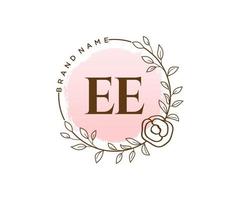 första ee feminin logotyp. användbar för natur, salong, spa, kosmetisk och skönhet logotyper. platt vektor logotyp design mall element.