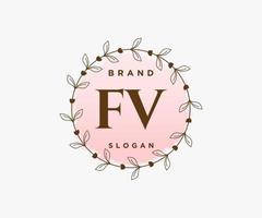 anfängliches feminines fv-logo. verwendbar für Natur-, Salon-, Spa-, Kosmetik- und Schönheitslogos. flaches Vektor-Logo-Design-Vorlagenelement. vektor